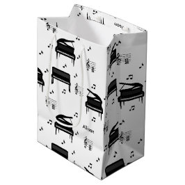 グランドピパーソナライズされたアノとミュージックノートのパターン ミディアムペーパーバッグ