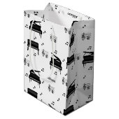 グランドピパーソナライズされたアノとミュージックノートのパターン ミディアムペーパーバッグ (裏面アングル)