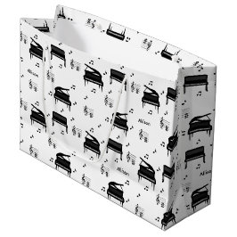 グランドピパーソナライズされたアノとミュージックノートのパターン ラージペーパーバッグ