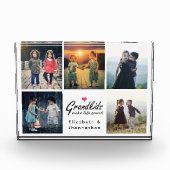 グランドピンクのハート写真コラージュを作る孫 フォトブロック (正面)