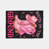 グランドピンクの女性のカーボーイ乳癌Womのブーツ フリースブランケット (正面(横))