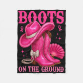 グランドピンク女性のカーボーイ乳癌Wesの上のブーツ フリースブランケット (正面)