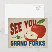 グランドフォークス ノースダコタ リンゴ - ヴィンテージ トラベル ポストカード (正面/裏面)