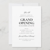 グランドフォーマル企業のオープニングモノグラムホワイト 招待状 (正面)