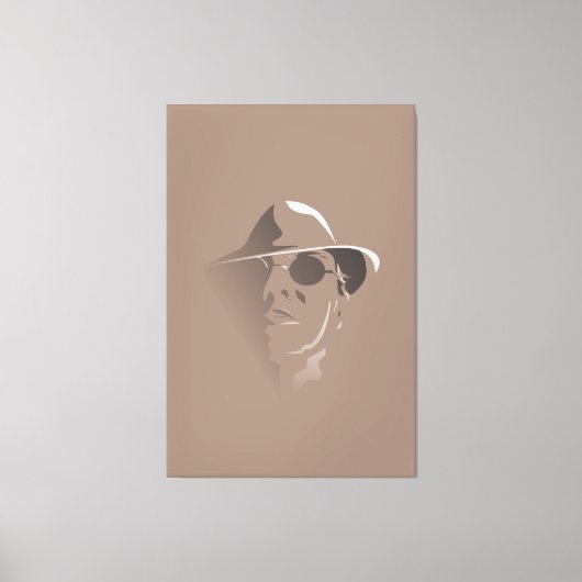 グランドブラック&ホワイトレトロ顔モノクロスケッチ キャンバスプリント (正面)