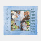 グランドブルー写真コラージュを生きる孫 フリースブランケット (正面(横))