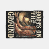 グランドブートカウボーイウェスタン女性のカーボーイ李 フリースブランケット (正面(横))