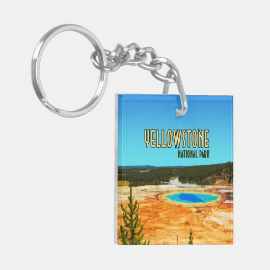 グランドプリズマティックイエローストーン国立公園ヴィンテージ キーホルダー (正面左)