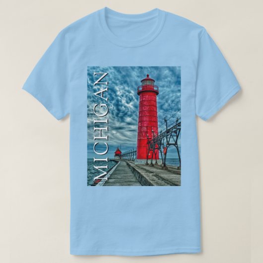 グランドヘイブン灯台 | ミシガン州 Tシャツ (デザイン正面)
