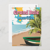 グランドベイモーリシャスのヴィンテージ旅行ポスター。 ポストカード (正面/裏面)