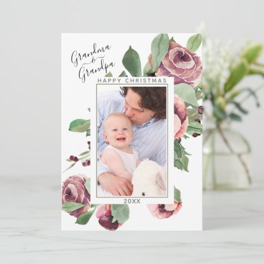 グランドペアレントクリスマスフォトフローラリース シーズンカード (スタンド正面)
