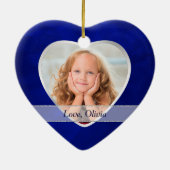 グランドペアレントシルバーフェザーブルークリスマスハート セラミックオーナメント (裏面)