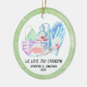 グランドペアレント名前をカスタムする2020コビディクリツマス セラミックオーナメント (左)