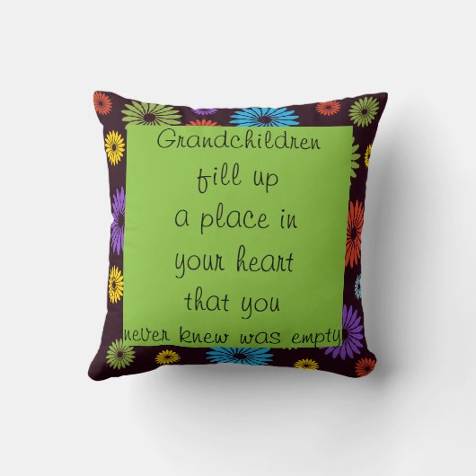 グランドペアレント引用文カラーフローラオンブラックピロー クッション (裏面)