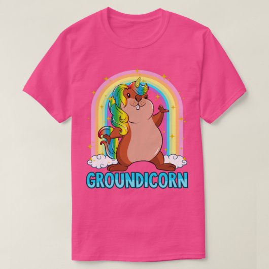 グランドホッグの日のグランドユニコーンガーリーかわいい Tシャツ (デザイン正面)