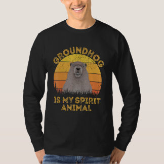 グランドホッグは私の精神の動物のレトロGroundhogの日 Tシャツ