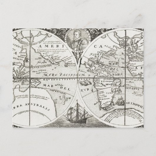 グランドボイジャーズオールドアンティークゼネラルマップワールド ポストカード (正面)