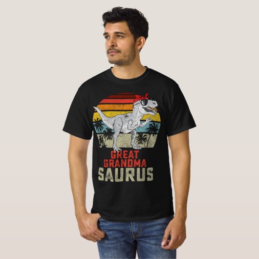 グランドマサウルスTレックス恐竜素晴らしおばあちゃんサウルス Tシャツ (正面フル)