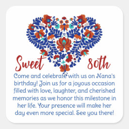 グランドマザーズ80誕生日/ハンガリー素朴語 スクエアシール