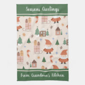 グランドマスキッチンサンタクロースパーソナライズされた柄 キッチンタオル (縦)