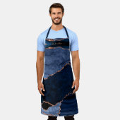 グランドマスキッチンマーブルアゲートバラ金ゴールドネービーブルー エプロン (着用した状態)