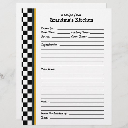 グランドマスキッチン市松模様にイエローアクセントレシピ (正面/裏面)
