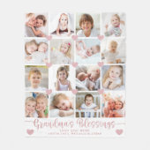 グランドマス恵み16フォトピンクハートホワイト フリースブランケット (正面)