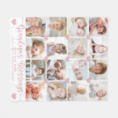 グランドマス恵み16フォトピンクハートホワイト フリースブランケット (正面(横))