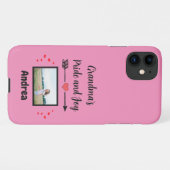 グランドマプライドと喜びハート写真と名前 iPhoneケース (裏面横)