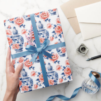 グランドミレニアチンオイスリージンジャージャールピンク牡丹 ラッピングペーパー