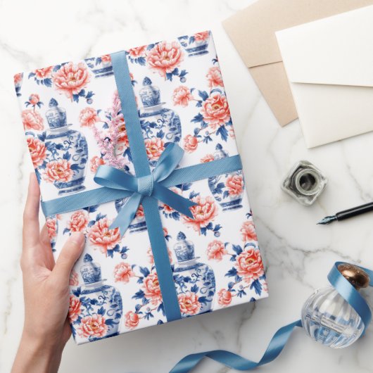 グランドミレニアチンオイスリージンジャージャールピンク牡丹 ラッピングペーパー (ギフト)