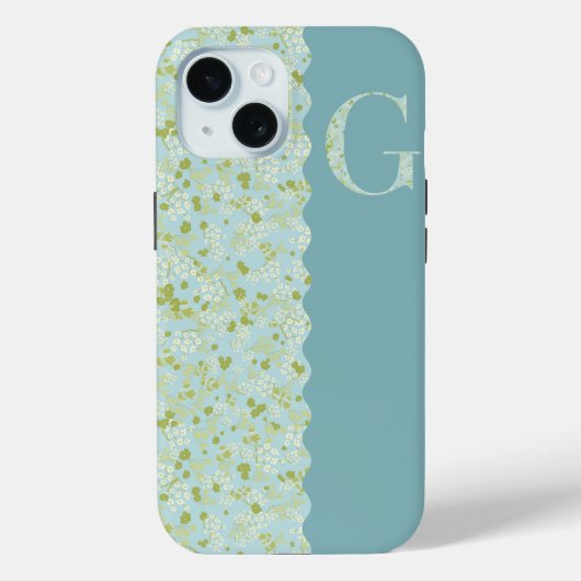 グランドミレニアムのモノグラムGアクア小さな花Cas Case-Mate iPhoneケース (裏面)