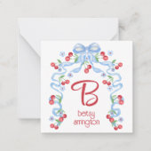 グランドミレニアルさくらんぼボウズ水彩囲い ノートカード (正面)