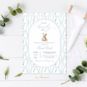 グランドミレニアルのテディベア赤ちゃんシャワー少年 招待状