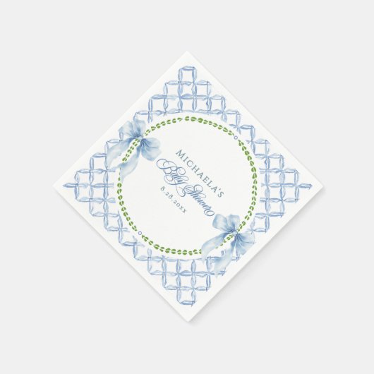 グランドミレニアルの水カラーフローラボーベビーシャワー スタンダードカクテルナプキン (角)