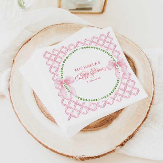 グランドミレニアルの水カラーフローラボーベビーシャワー スタンダードカクテルナプキン