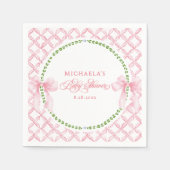 グランドミレニアルの水カラーフローラボーベビーシャワー スタンダードカクテルナプキン (正面)