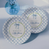 グランドミレニアルの水カラーフローラボーベビーシャワー ペーパープレート