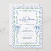 グランドミレニアルの水カラーフローラボーベビーシャワー 招待状 (正面)