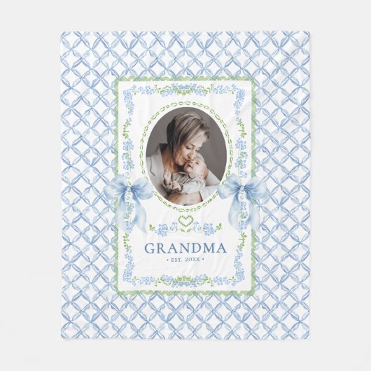 グランドミレニアルの水彩弓おばあちゃんの写真 フリースブランケット (正面)