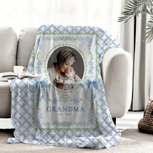 グランドミレニアルの水彩弓おばあちゃんの写真 フリースブランケット