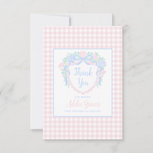 グランドミレニアルウォーターカラークレストファースト誕生日 サンキューカード (正面)