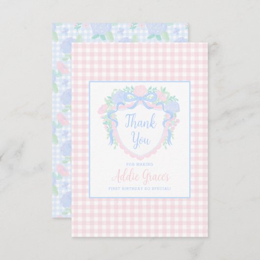 グランドミレニアルウォーターカラークレストファースト誕生日 サンキューカード (正面/裏面)