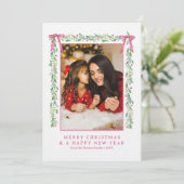 グランドミレニアルエバーグリーンスワッグと弓 | フォト 招待状 (スタンド正面)