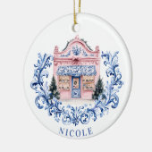 グランドミレニアルクリスマスダマスクフランスのショップ セラミックオーナメント (左)