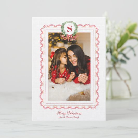 グランドミレニアルクリスマスリースモノグラム写真 招待状 (スタンド正面)