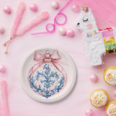 グランドミレニアルピンクアンドブルーダマスクオーナメント ペーパープレート (パーティー)