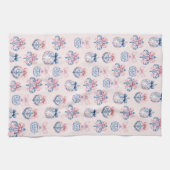 グランドミレニアルピンク&ブルークリスマスオーナメント キッチンタオル (横)