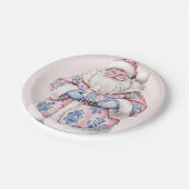 グランドミレニアルピンク&ブルーダマスクサンタクロース ペーパープレート (アングル)