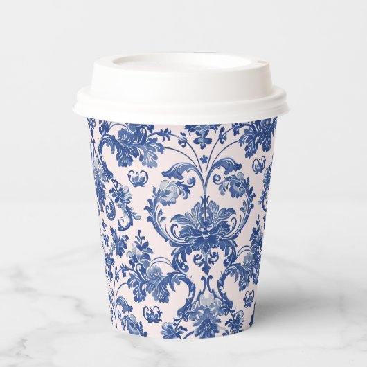 グランドミレニアルピンク&ブルーダマスク 紙コップ (正面)